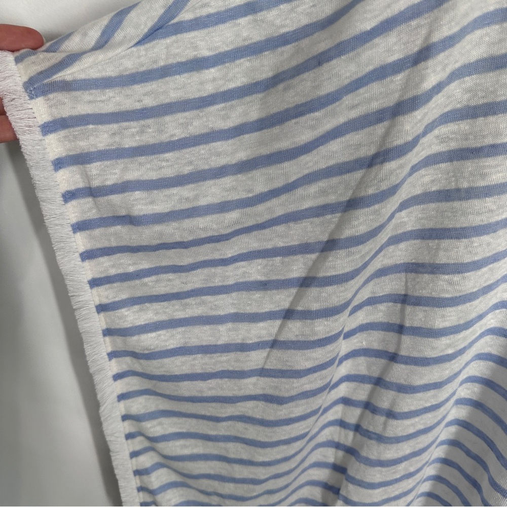 J. Jill 100% Linen Striped Poncho XS/S White Blue - Picture 2 of 4